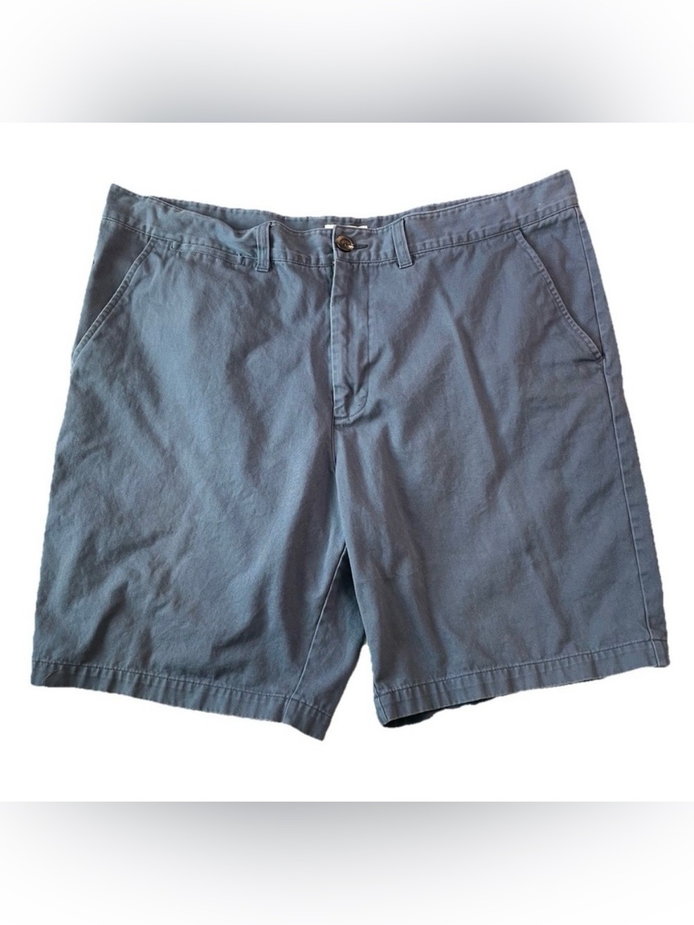 Merona Men's Size 40 Chino Shorts Gray Flat Front 100% Cotton 9.5" Inseam Preppy